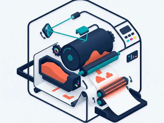 Illustration of the inside of a laser printer showing the drum, toner and heated rollers