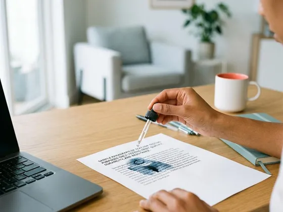 A person using a dropper to place water on a printed test sheet at a desk